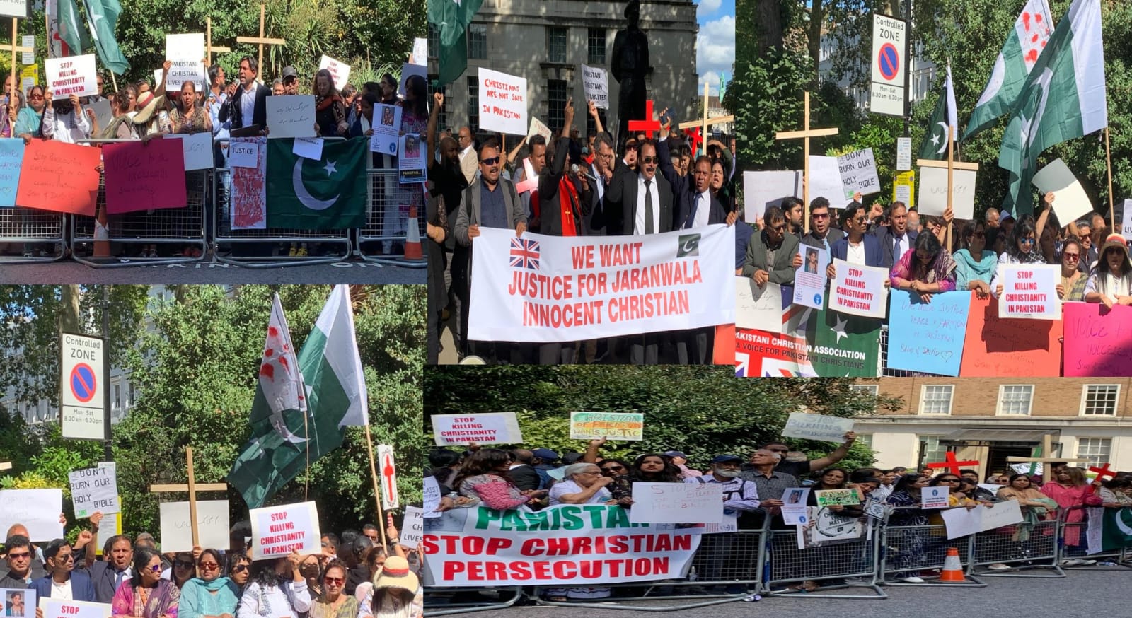 Protest Demonstrations at Pakistan High Commission in London Demand Justice for Jaranwala Attack Victims and Reforms in Pakistan
